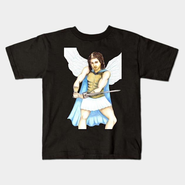 Archangel Michael the Protector- Bright Red Kids T-Shirt by EarthSoul